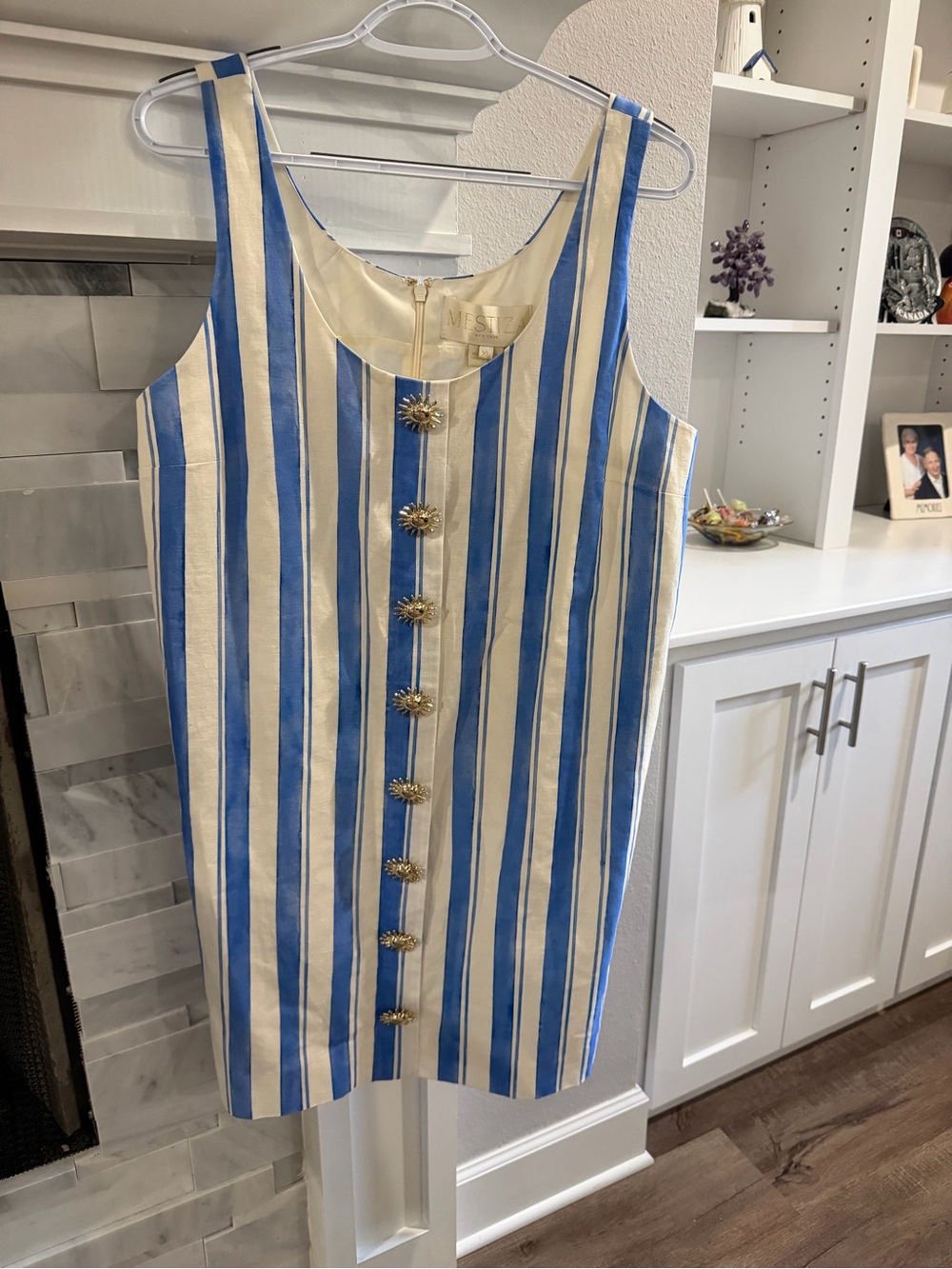Mestiza Blue and White Striped Button-Front Sundress